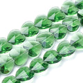 Cheriswelry 100pcs Green Glass Heart Shaped Beads, 14mm Crystal Faceted, Transparent Loose Spacer Beads for DIY Earring, Bracelet, Necklace Crafting - color: Green