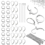 180Pcs No Tarnish Leverback Hooks & Pins for Earring Making, stino Hypoallergenic Stainless Steel Jewerly Findings Supplies, Gold Plated & Silver Set (Silver) - color: Silver