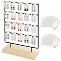 Earring Display Stand for Selling, Wood Earring Rack Display Holder Stand, 4 Tier 20 Hooks Jewelry Display for Selling with 40pcs Earring Cards, Bracelets, Rings, Necklaces - color: Black