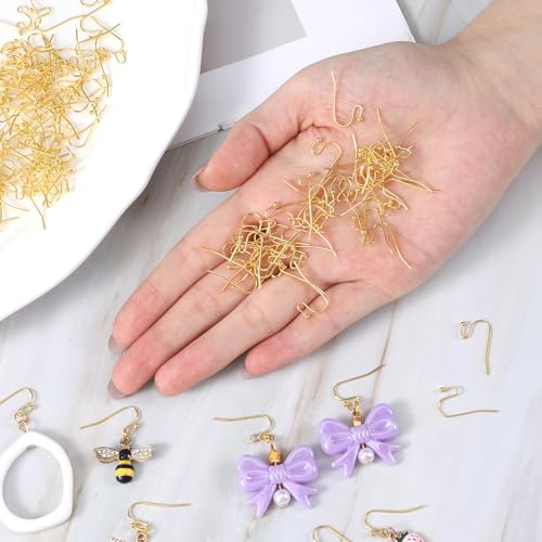 600 Pcs Earing Hooks, Stainless Steel Earring Making Kit Earrings Hooks Gold Earring Backs Jump Rings for Jewelry Making DIY Craft
