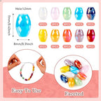 50Pcs Faceted Glass Oval Beads 11x8mm Crystal Column Suncatcher Beads Oval Shaped Kandi Beads Spacers for Crafts DIY Wind Chimes Jewelry Making Supplies - color: 10 Colors, Opaque