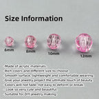 850pcs Acrylic Round Faceted Beads 6mm 8mm 10mm 12mm Faceted Round Spacer Beads for Bracelets Necklace Earring DIY Jewelry Making Craft(Pink) - color: Pink