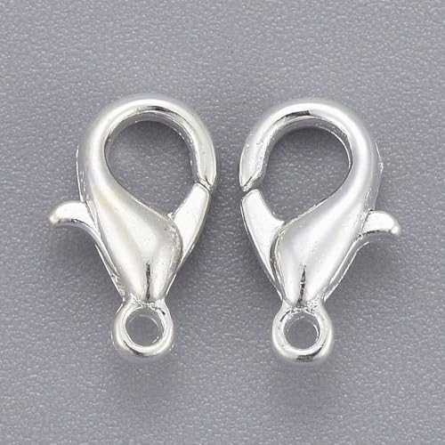 HDSupplies 100 Pieces - Lobster Clasps - Bright Silver Tone - 10x6mm w/ 1mm Hole - color: Bright Silver Tone, size: 10x6mm