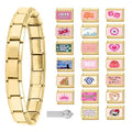 Italian Charms Bracelet Sets with 1Pcs Starter Brascelet 9Pcs Charms 9mm Italian Modular Charm Bracelet DIY Module Jewelry Gifts - color: A-Starter Bracelet Set-20Pcs Gold Pink