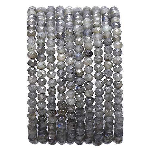 BEADIA Faceted Natural Spectrolite Stone Rondelle 3x4mm Loose Semi Gemstone Beads for Jewelry Making 38cm - color: Spectrolite Faceted Rondelle, size: 3x4mm