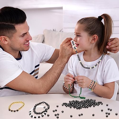 Letter Beads, DECYOOL Acrylic Alphabet Beads with 1 Roll Elastic String for Bracelet Necklace Jewelry Making Supplies (Black White) - color: Black White