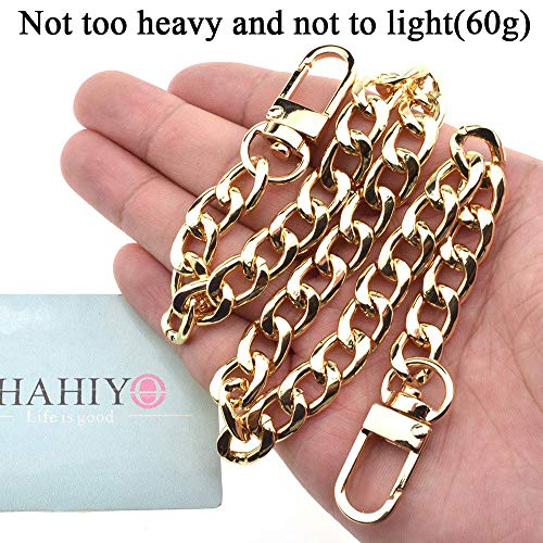 HAHIYO Purse Chain Strap Length 15.7 inches Light Gold for Shoulder Cross Body Sling Purse Handbag Clutch Replacement Strap Comfortable Flat 0.4” Wide Enough 2.4mm Extra Thick Metal Strap 1 Pack - size: Light Gold 15.7 Inches
