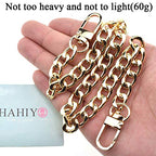 HAHIYO Purse Chain Strap Length 15.7 inches Light Gold for Shoulder Cross Body Sling Purse Handbag Clutch Replacement Strap Comfortable Flat 0.4” Wide Enough 2.4mm Extra Thick Metal Strap 1 Pack - size: Light Gold 15.7 Inches