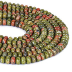 ICAI Beads 5x8mm Natural Stone Beads Rondelle Spacer Loose Beads for Jewelry Making DIY Crafts Design 1 Strand 15" APPR(Unakite, 5x8) - color: Kambaba Jasper, size: 5x8