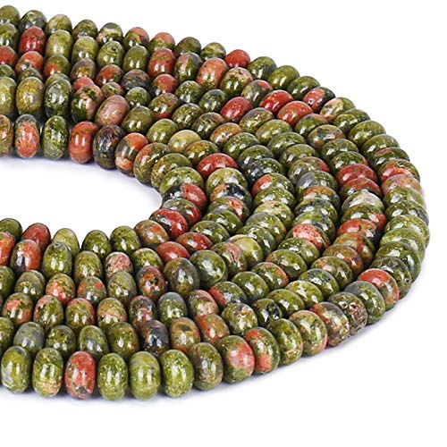 ICAI Beads 5x8mm Natural Stone Beads Rondelle Spacer Loose Beads for Jewelry Making DIY Crafts Design 1 Strand 15" APPR(Unakite, 5x8) - color: Kambaba Jasper, size: 5x8