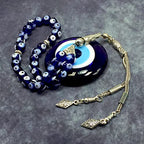 Simple Designed Natural Stone Worry Beads (8mm -33 Beads) - Prayer Beads Tesbih-Tasbih-Tasbeeh-Misbaha-Subha-Sebha-Sibha-Rosary (Evil Eye -8 mm 33- Beads) - color: Evil Eye -8 mm 33- Beads