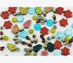 2.1oz (60g) of Christmas Czech Glass Bead Mix 2024 with Trees, Melons, Snowflakes and Faceted Beads, Dark Green Yellow Xmas - color: Christmas Mix 2024