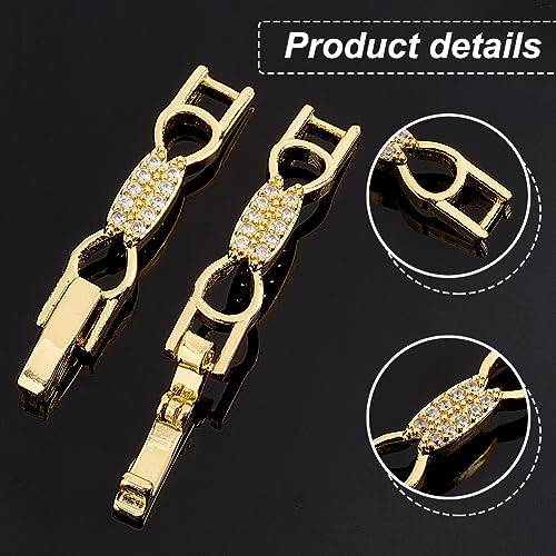 PH PandaHall 8pcs Bracelet Extender Clasps, Cubic Zirconia Fold Over Extension Clasp, Watch Band Clasp, Bowknot Necklace for Women Craft Jewelry Making Repair, Platinum & Golden