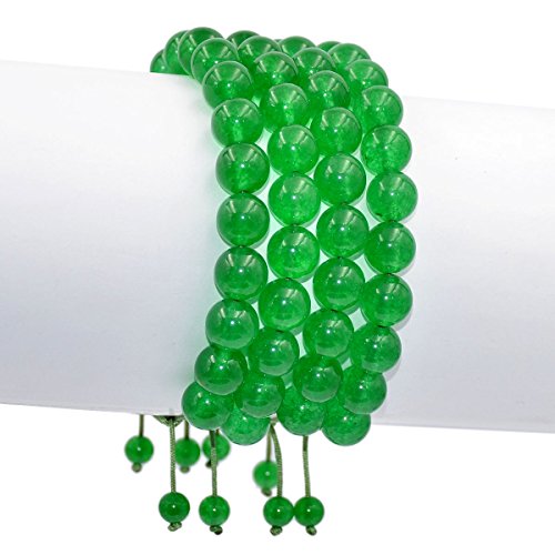 AD Beads Natural 10mm Gemstone Bracelets Healing Power Crystal Macrame Adjustable 7-9 Inch - color: Green Jade