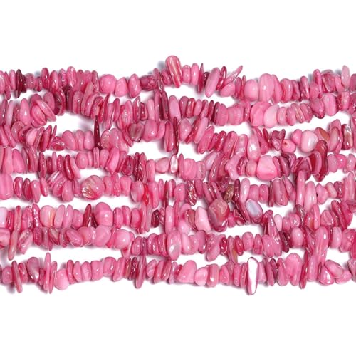 Chip Shell, 260pcs 5-8mm Irregular Shell Beads with Holes, Peach Pink Shell & Rose Quartz Like Chip Beads for Jewelry Making - color: Peach Pink