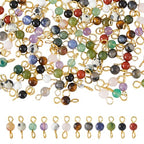 DICOSMETIC 120Pcs 12 Styles Gemstone Connector Charm 4mm Round Stone Link Charms Natural Quartz Crystal Charms Stone Pendants with Double Loops for DIY Bracelet Necklace Jewelry Making, Hole: 2.3mm