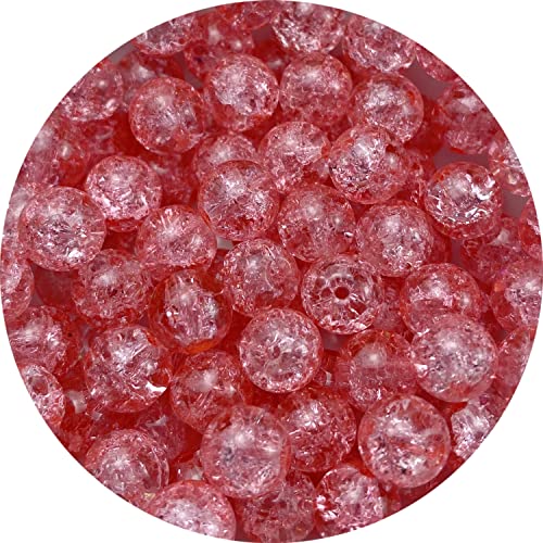 100pcs Round 8mm Glass Crackle Beads for Jewelry Making (Peach) - color: Peach, size: 8mm