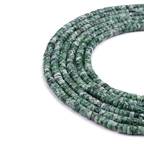 BEADIA Natural African Jade Spacer Beads Caps Loose Semi Gemstone for Beading Jewelry Making 4mmx2mm 38cm - color: African Jade, size: Round 4mm x 2mm