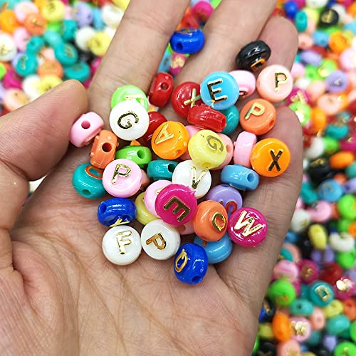 Amaney 500pcs Big Colorful Letter Beads 10x6mm Alphabet Round Flat Beads for DIY Craft Making - color: BigColorful