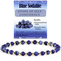 QOGIR 14k gold Handmade Healing Bracelet, Natural Gem Stone Crystal Elastic Gold Bracelet - color: Blue Sodalite - Self Confidence, size: 4m