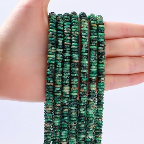 Natural African Turquoise Disk Stone Spacer Beads 6x2mm 38cm/str Flat Rondelle Loose Semi Gemstone Caps for Making Bracelets Necklace - color: African Turquoise