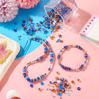Beadthoven 6mm Clay Beads for Jewelry and Bracelet Making Pack of 2 Bags, Glass Seed Pearl Heishi Flat Round Disc Beads, Colorful Preppy Blue Brown - color: Brown Blue