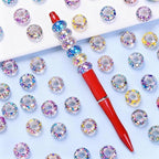 PIPITREE 40PCS Acrylic Beads 9 * 14mm Focal Beads for Pens Acrylic Flat Bulk Sequin Bead AB Mixed Color 6mm Large Hole Bead for Keychains Beadable Pens DIY Crafts Jewelry Making & Gift Giving - color: Sequin