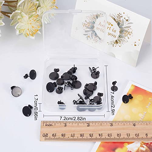 SUNNYCLUE 1 Box 30Pcs 3 Sizes Flat Round Earring Posts Stainless Steel Earring Post Ear Stud with Loop Blank Metal Earring Studs Ear Nuts for Earrings Jewelry Making DIY Women Adults Crafts Supplies - color: 15 Pairs Round Black Stud Earring Findings