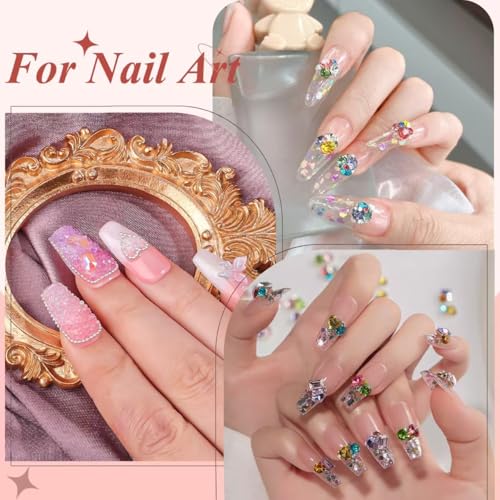 12000Pcs Nail Art Rhinestones Colorful Rhinestones Kit, 1.5mm Pointed Bottom Rhinestones Crystals Stones Diamonds Gems Bedazzler with Pickup Tools for Nails Face Eyes Makeup Crafts (24-K1-1.5mm) - color: 24-K1-pointed