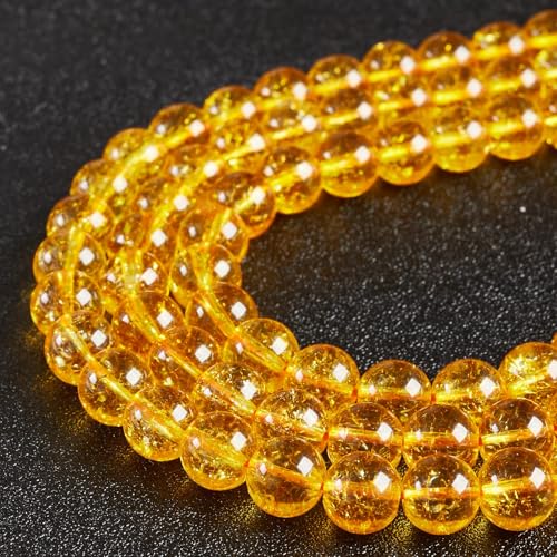 150pcs 6mm Citrine Beads Natural Gemstone Beads Round Loose Beads for Jewelry Making - color: Citrine, size: 6mm