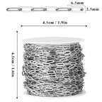 [33 Ft] Stainless Steel Paperclip Chains Roll, 2.5mm Width 304 Stainless Steel Oval Link Chains Spool Bulk for Jewelry Making - color: 2.5mm width