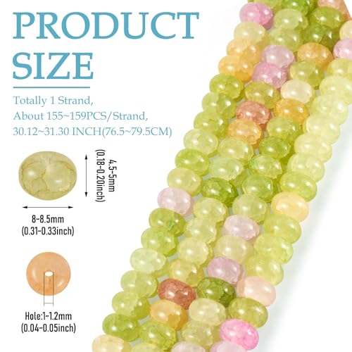 About 155~159pcs/strand Rondelle Glass Beads Imitation Gemstones Loose Spacer Beads for Jewelry Making Bracelet Necklace Earring DIY Crafts, 8x5mm, Light Green - color: Light Green