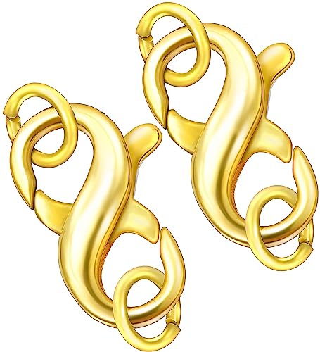 Dailyacc Double Opening Lobster Clasp 316 Stainless Steel Silver and Gold Pleted Necklace Bracelet Extender Clasps and Closures for DIY Jewelry - color: 2PCS Gold, size: 16mm × 8mm