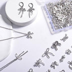 stino 100 Gram Metal Charms for Jewelry Making, Silver & Gold Plated, Bulk Pack for Bracelets, Necklaces, Crafts - color: Bow (Silver Tone 200gram)