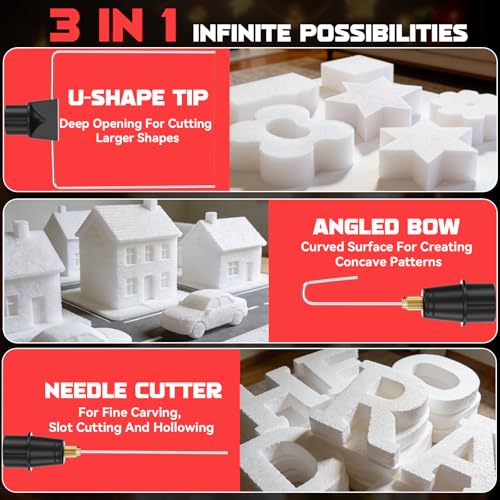 Ecarke 3-in-1 Foam Cutter Tool Compatible with Milwaukee 18V (No Battery),18W Hot Knife Cutting Tool with USB-A & USB-C Charging Port，750°F Styrofoam Cutter for Foam DIY Cutting & Crafting - Tool Only - color: Red