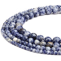 RUBYCA Wholesale Natural Blue Spot Gemstone Round Loose Beads for DIY Jewelry Making 1 Strand - 4mm - color: Blue Spot, size: 4 MM