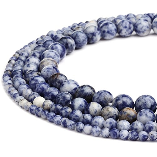 RUBYCA Wholesale Natural Blue Spot Gemstone Round Loose Beads for DIY Jewelry Making 1 Strand - 4mm - color: Blue Spot, size: 4 MM