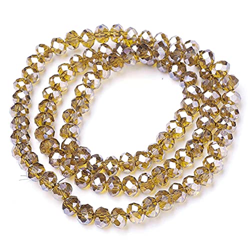 Craftdady 10 Strands 6mm Crystal Glass Briolette Beads Faceted Luster Rondelle Spacer Beads Electroplate Tiny Loose Beads About 920pcs for Jewelry Craft Necklace Earring Bracelet, Dark Goldenrod - color: Dark Goldenrod, size: 6mm
