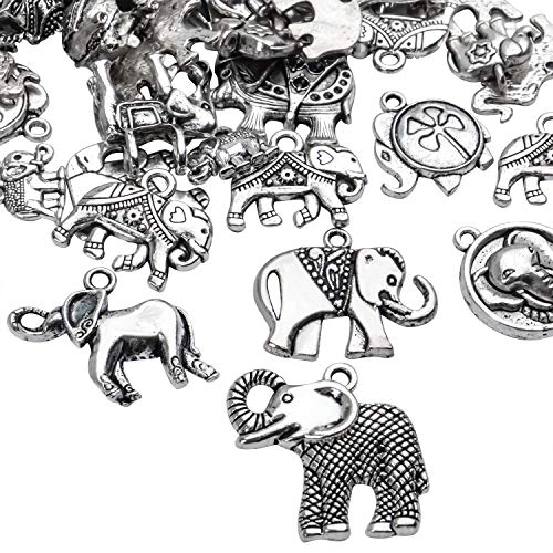 100g Antique Silver Elephant Charms Tibetan Animal Charms Pendants for Bracelets Necklace Jewelry Making - style: Silver Elephant Charms