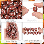 100pcs 18mm Football Beads with 5.5 Yard Elastic Rope,Acrylic Sports Beads DIY Spacer for Necklace Bracelet Keychains Handmade Jewelry Making Accessories Craft Supplies(Rugby) - color: Rugby