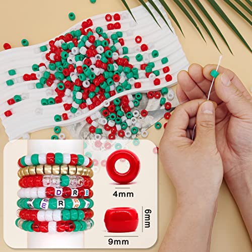 MIIIM 1000PCS 6x9mm Pony Beads Bulk for Christmas, Bracelets Making Kit, Kandi, Hair Braids, Craft Jewelry Making (Christmas) - color: Christmas