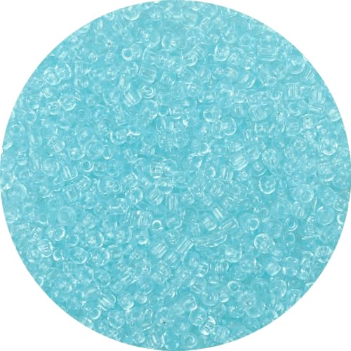 2000pcs Transparent Blue Glass Seed Beads, Colorful Tiny 4mm Beads for Jewelry Making, Beading Supplies. - color: Transparent Blue