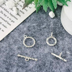 2 Sets 925 Sterling Silver Toggle Clasps Round OT Toggle Jewelry Clasps T-Bar Closure Clasp Fastener IQ End Connectors for DIY Necklace Bracelet Jewelry Making - color: 925 Sterling Silver-T Bar
