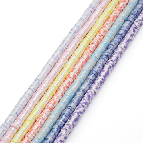 Pandahall 7-Strand Flat Round Heishi Beads - 6mm Clay Spacer Beads Kit, 7 Colors (Spot Style), for Friendship Bracelet & Necklace Earring Making - color: 7 Colors - Spot