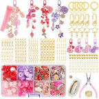 Ecoofor 458 Pcs Keychain Making Kit — Includes 19 Keychain Clips, 25 Extender Chains, 80 Charms, Beading Accessories, Jewelry Pliers — DIY Bag Charms & Jewelry Craft Kit Supplies - color: Four-Color Vibrance Set