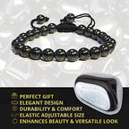ANAYA AGATE Energy Protection Crystal Handmade Adjustable Bead Bracelet Perfect for Men, Women’s Christmas Gift - Gemstone Healing Stretch Bracelet Pulsera Para Hombre Mujer Stocking Stuffer - color: Hematite