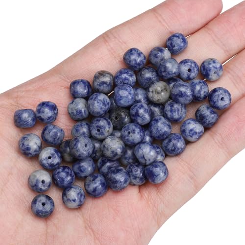 BEADIA Natural Blue Sodalite Flat Cut Round Drum Stone 8mmx7mm Loose Semi Gemstone Beads for Jewelry Making 38cm - color: Blue Sodalite