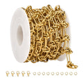 SMYHTGLIF 6.5 Feet Gold Paperclip Jewelry Making Chains Roll Buckles Link Unsoldered Stainless Steel Chain for Jewelry Making with Lobster Clasps and Open Jump Rings - color: Knot Gold