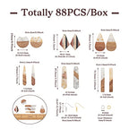 Beadthoven 88pcs Glittery Resin Wood Pendants Earrings Making Kit Gold Foil Wooden Earring Blanks Teardrop Rectangle Geometry Wood Earring Charms for Jewelry Making with Earring Hooks Jump Rings - color: 0Gold Silver Foil