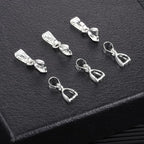 925 Sterling Silver Pinch Bail Clasp, 6 Pcs Hypoallergenic White Gold Plated Slider Necklace Pendant Pinch Clip with Open Loop Snap Bail Necklace Pendant Clasp Connectors for Jewelry Making - color: 6Pcs